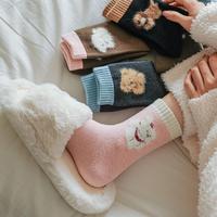 Chaussettes mi-mollet épaisses en tissu éponge pour femmes, style japonais mignon, automne/hiver