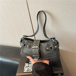 Bolso de Mano Tipo Satchel de PU para Mujer, Cierre con Broche, Adorno de Estrella, Correa de Hombro, Patrón Saffiano, Capacidad de 1L, Estilo Moto, para Uso Diario - Product Image 3
