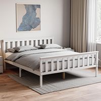 Inweto King Size Anspruchs volles modernes Design Massives Kiefernholz bett 5FT Kopfteil mit hohem Fußende für Schlafzimmer Weiß