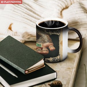 Mug créatif révélateur de chaleur, noir givré, 11 oz, en céramique, cadeau quotidien - Product Image 3