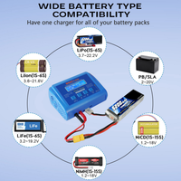 Chargeur-déchargeur double alimentation HTRC B6AC 80W à entrée CA multi-technologies pour batteries RC, drones, voitures, bateaux et modèles de loisirs