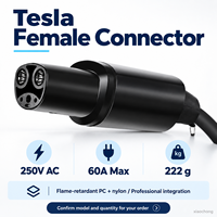 Komponen Soket Pengisian Daya EV 250V AC 60A Tahan Api PC Nylon untuk Perakitan Konektor Tesla Female