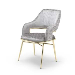 Silla de Comedor Rosse Moderna Europea Tapizada en Terciopelo con Patas de Metal, Muebles para Oficina en Casa, de Turquía - Product Image 5