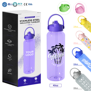 Bouteille d'eau de sport Tritan sans BPA de 1200 ml avec logo personnalisé, couvercle à paille anti-fuite, réutilisable, pour la gym, les voyages, coffret cadeau - Product Image 1
