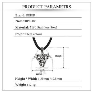 Collar con colgante Yunnique de acero inoxidable 316, nudo celta de triple cuerno grabado, impermeable, vintage, hipoalergénico, joyería duradera - Product Image 4