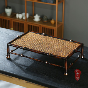 Bamboo <b>Tea</b> <b>Tray</b> With Woven Surface For <b>Tea</b> Serving Residential Use - Product Image 2