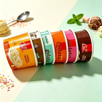 Gobelet à glace en papier kraft écologique à paroi simple avec couvercle, personnalisable avec logo imprimé, pour yaourt glacé et gelato