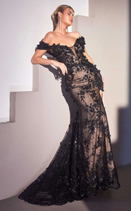 Nuovo <span class=keywords><strong>Abito</strong></span> da Sera 2026 <span class=keywords><strong>con</strong></span> Spalle Scoperte in Pizzo, Elegante Manica Corta, Design Floreale 3D, Sexy <span class=keywords><strong>Spacco</strong></span> a <span class=keywords><strong>Sirena</strong></span> per Banchetti - Product Image 3