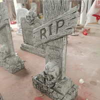Statue géante de squelette en fibre de verre pour Halloween, accessoires de tombe fantomatique pour parcs à thème, maisons hantées et décoration de centres commerciaux