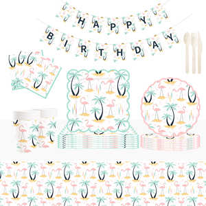 Platos de Papel Ovalados Desechables con Diseño de Flamenco DAMAI, Decoración para Fiestas, Suministros para Fiestas de Cumpleaños, Juego de Vajilla - Product Image 1