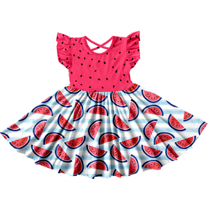 bulk wholesale little girls summer cartoon print dress with