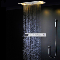 Ensemble de douche thermostatique HONGDEC, système de douche à haute pression, 4 modes, pomme de douche à effet pluie, jet de brume