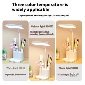 Support de stylo multifonctionnel à LED rechargeable tricolore avec indicateur de température, lampe de bureau alimentée par batterie pour l'étude - Product Image 3