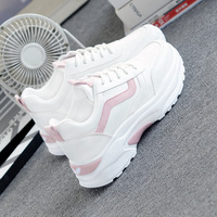 Zapatos Deportivos Modernos para Estudiantes, Blancos, con Suela Gruesa, Aumentan la Estatura, Zapatos para Caminar con Punta Redonda, Zapatos para Correr de PU