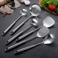 Ustensiles de cuisine en acier inoxydable 304, lot de 6 pièces, serveur de pâtes, cuillère à fente, spatule à soupe, louche à friture