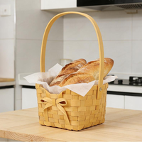 Panier tressé en copeaux de bois fait main avec poignée, cadeau floral pour la fête des mères, pot à plantes succulentes