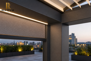 หลังคาเพอร์โกลารุ่น RKOVE RK-C2 ขนาดกะทัดรัด พร้อมม่าน ZIP และไฟ LED, หลังคาบานเกล็ดแบบตั้งอิสระขนาด 4x4 เมตร สำหรับโครงการตัวแทนจำหน่าย - Product Image 3
