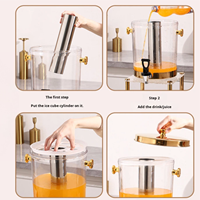 Luxuriöser Goldener Edelstahl 8L Lebensmittelechter Getränkespender mit Deckel und Zapfhahn für Milch, Kaffee, Limonade, Bier, Saft, Party-Servierflasche