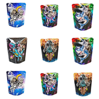 Emballage personnalisé, sac sous vide holographique, logo personnalisé imprimé, fermeture éclair noire, scellé au laser, anti-odeur, 3,5 g, Mylar, chips de pommes de terre, sucre