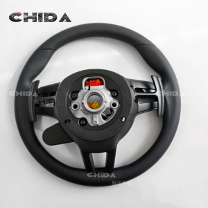 Volant de direction de haute qualité tout noir 991 avec bouton <span class=keywords><strong>SC</strong></span> compatible avec Panamera Cayenne 718 <span class=keywords><strong>911</strong></span> 912 Boxster pour <span class=keywords><strong>Porsche</strong></span> - Product Image 6