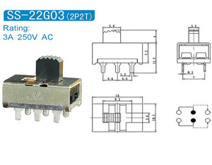 SS-22G03 1.5A 250VAC 3A 125VAC trượt chiết với công tắc chuyển đổi của trượt chuyển đổi bán cho Máy sấy tóc Fan trượt chuyển đổi - Product Image 2