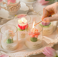 HomeFlower Lover Blumenglas-Kerzen im Glas, Atmosphärische Duftkerzen-Geschenkbox, Tulpenförmige Handkerzen in Blumenform