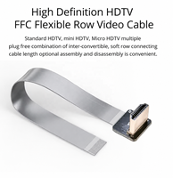 Câble plat flexible Ribbon FPV compatible HDTV, connecteur Raspberry Pi 4 Micro HDTV vers HDTV/Mini HDTV femelle 90 degrés FFC 20 broches