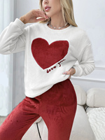 Ensemble de pyjama d'hiver en flanelle longue, col rond, décontracté, pour femme, avec motifs brodés, vente en gros d'usine