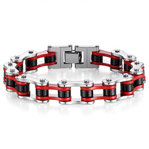 Nueva Cadena de Bicicleta Estilo Hip Hop, Chapada en Oro PVD, <span class=keywords><strong>Joyería</strong></span> Punk, Cadena de Motocicleta <span class=keywords><strong>Personalizada</strong></span> de Acero Inoxidable, Brazalete <span class=keywords><strong>para</strong></span> <span class=keywords><strong>Hombre</strong></span> - Product Image 4