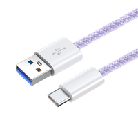 Câble USB tressé couleur macaron de type A vers Type C, câble de charge rapide 3A, multicolore, durable, tressé, chargeur USB Type C, cordon de données
