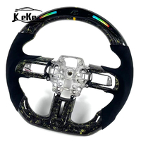 Setir Kemudi LED Display Karbon Forged Kuning Kustom dengan Lampu Shift untuk Ford Mustang 2015 2023 Mendukung Jahitan Warna