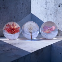 Boule de fleurs en résine artisanale OEM avec fleurs séchées réelles, boule artisanale en résine personnalisée pour la décoration de la maison, souvenir, cadeau