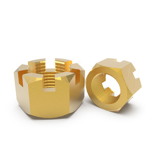 Chốt phần cứng sản xuất cường độ cao tùy chỉnh kích thước <span class=keywords><strong>Brass</strong></span> Metric chủ đề Hex rãnh lâu đài các loại hạt - Product Image 6