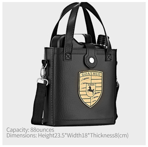 Brocca di vino russo, acciaio inossidabile 304, portatile, cuoio genuino addensato, bottiglia di spirito bianco da 88 once, grande capacità all'aperto - Product Image 2