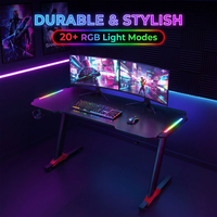 Bureau de jeu AOR en panneaux de particules de qualité EO, avec kit de guidage lumineux en métal et acrylique, cadre de bureau mural à tubes épaissis, vente en gros d'usine