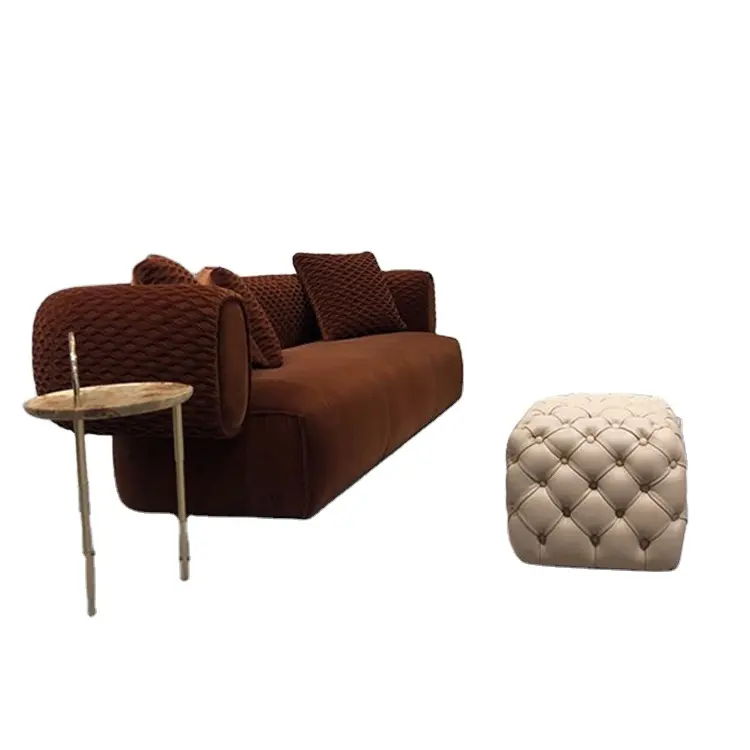 Novo design elegante conjunto de móveis para sala de estar, sofá em tecido tufado de veludo, conjunto de móveis de luxo moderno para sala de estar