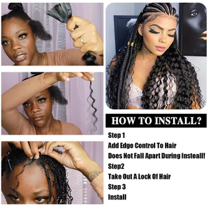 Boho sâu xoăn Brazil Remy số lượng lớn tóc cho <span class=keywords><strong>micro</strong></span> bện ướt lượn sóng nước sóng máy đôi sợi ngang phần mở rộng tóc người - Product Image 6