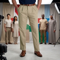 Pantalon habillé pour homme Cool 18 Pro à plis sur le devant, taille extensible discrète – Tailles régulières et grandes tailles, couleur beige, 38W X 32L, 100% Polyester