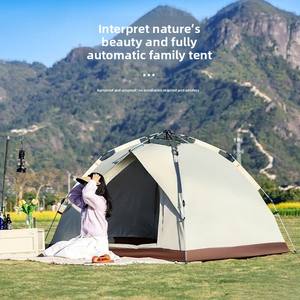 Tente pare-soleil de voyage de <span class=keywords><strong>camping</strong></span> en plein air entièrement automatique imperméable blanc épaissi Style familial à double couche - Product Image 2