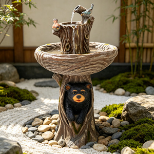 Fontaine d'eau à deux niveaux en forme de sculpture d'arbre, d'ours noir et d'<span class=keywords><strong>oiseau</strong></span> pour pelouse et jardin, vente en gros, décoration - Product Image 2