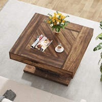 Tribesigns Table basse carrée, table basse en bois pour salon Table à thé cocktail 31.5 "Accent brun rustique et noir