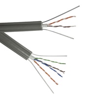 Kabel lift berpelindung datar 23AWG, kabel 8 Core bepergian Cat5 Cat6 untuk kamera CCTV