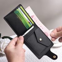 Dompet PVC Portabel Terlaris Lintas Batas Warna Hitam Unisex Model Pendek 2026 Model Baru Desain Kancing Jepret Horizontal Ultra-tipis