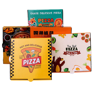 Custom <b>Printed</b> Corrugated Pizza Box Food Grade Recycled Paper <b>Packaging</b> for Supermarket Delivery <b>and</b> Takeaway Use - Product Image 1