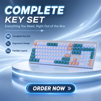 Nouveau clavier de jeu sans fil triple mode 2,4 GHz pour ordinateur de bureau avec chargement USB Type-C, 110 touches, membrane, rétroéclairage RVB, matériau ABS