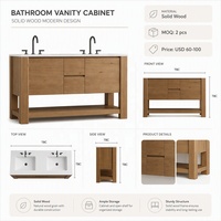 Meuble-lavabo double vasque en bois massif personnalisé pour hôtel