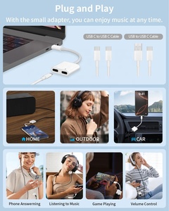 Cao Cấp 2 Trong 1 Loại C USB C Để Dual USB C Headphone Âm Thanh Và 60W Sạc Splitter Adapter Đối Với iPhone 15/16 Galaxy <span class=keywords><strong>Pixel</strong></span> OnePlus - Product Image 4