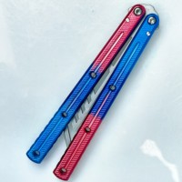 Couteau papillon pliant en acier 3Cr13 avec lame en acier et manche en aluminium, non tranchant, pour la chasse, l'entraînement, le camping et les activités de plein air
