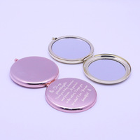 Miroir de poche en métal double face rond en or rose avec logo personnalisé Mini miroir de maquillage à main pour les cadeaux de mariage