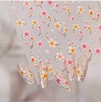 Autocollants pour ongles style français minimaliste, motifs floraux, bord doré 3D/5D, adhésifs DIY, à presser, vente en gros, décoration florale pour ongles